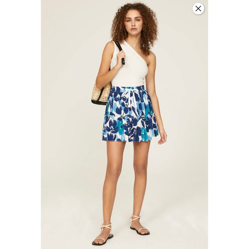 Peter Som Collective Women's Blue Drawstring Mini Floral Skort, Size 6 Euc